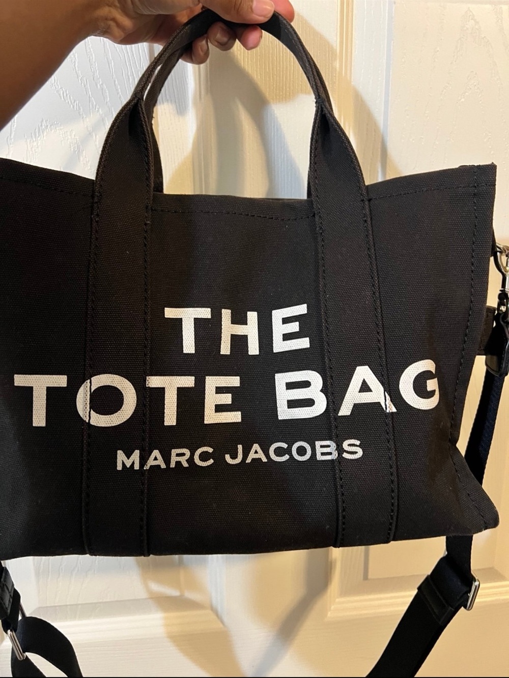Marc Jacobs Black Canvas Tote with White Logo